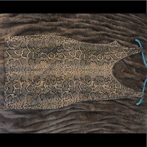 scoop back snakeprint mini dress